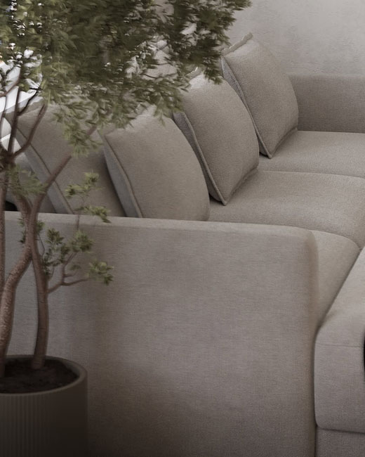 Интерьер квартиры с угловым диваном DUKE