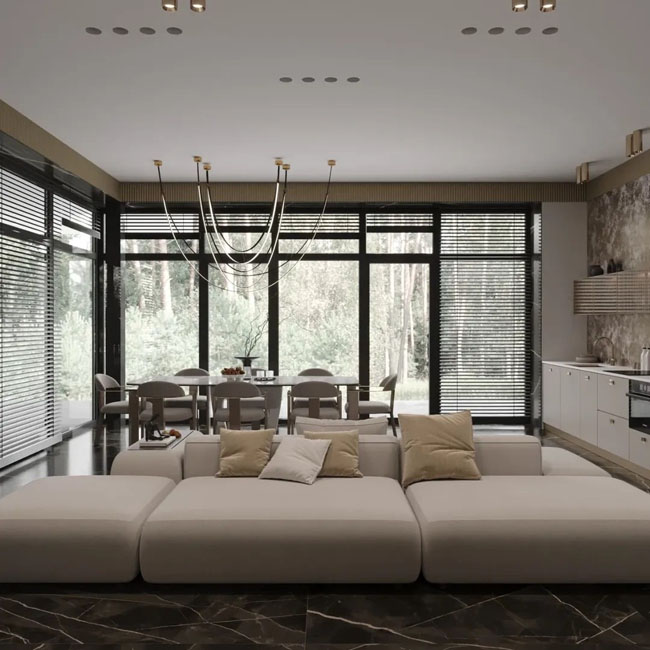 Элегантный интерьер с диваном PUZZLE