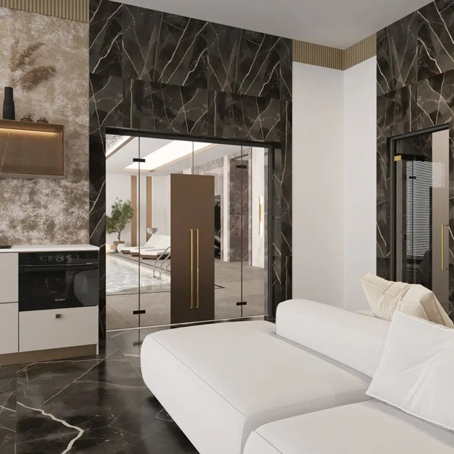 Элегантный интерьер с диваном PUZZLE