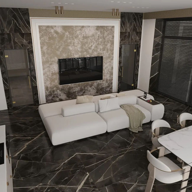 Элегантный интерьер с диваном PUZZLE