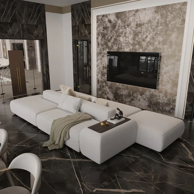 Элегантный интерьер с диваном PUZZLE